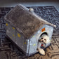 Foldable cat bed house with removable cushion
