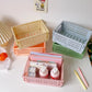 Foldable plastic storage box with handles collapsible crate for toys books snacks cosmetics and household organization