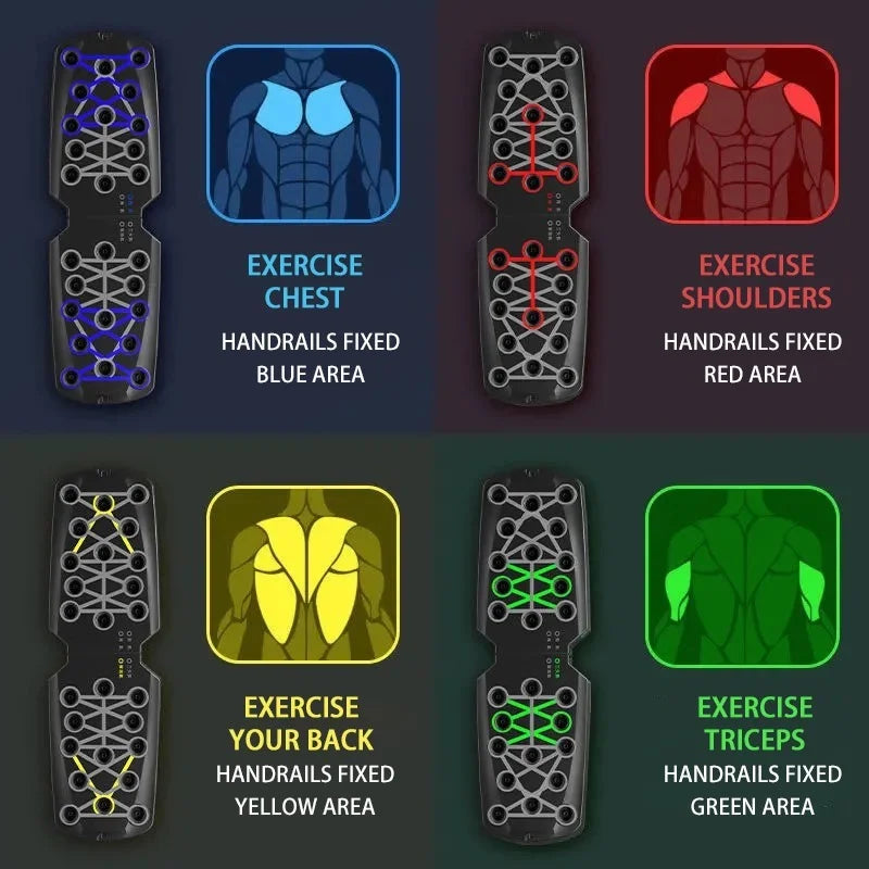 Foldable push-up board with resistance accessories
