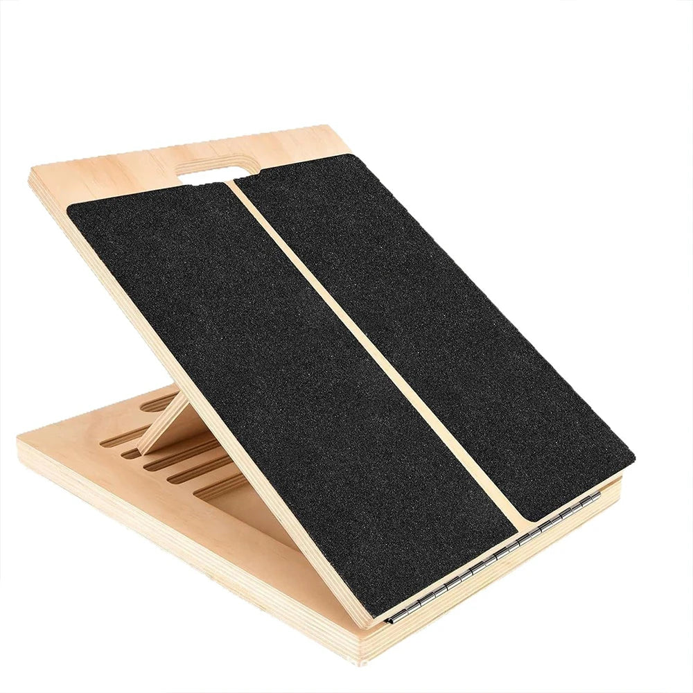 Foldable wooden slant board for calf stretching