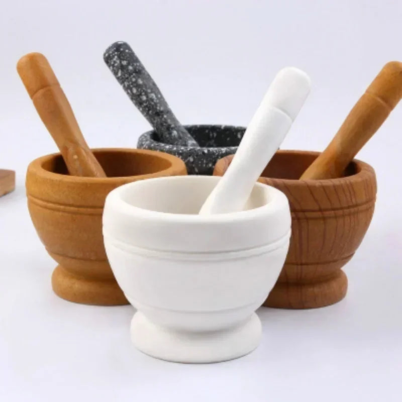 Resin mortar and pestle set for grinding garlic herbs spices ginger and seasonings in kitchen