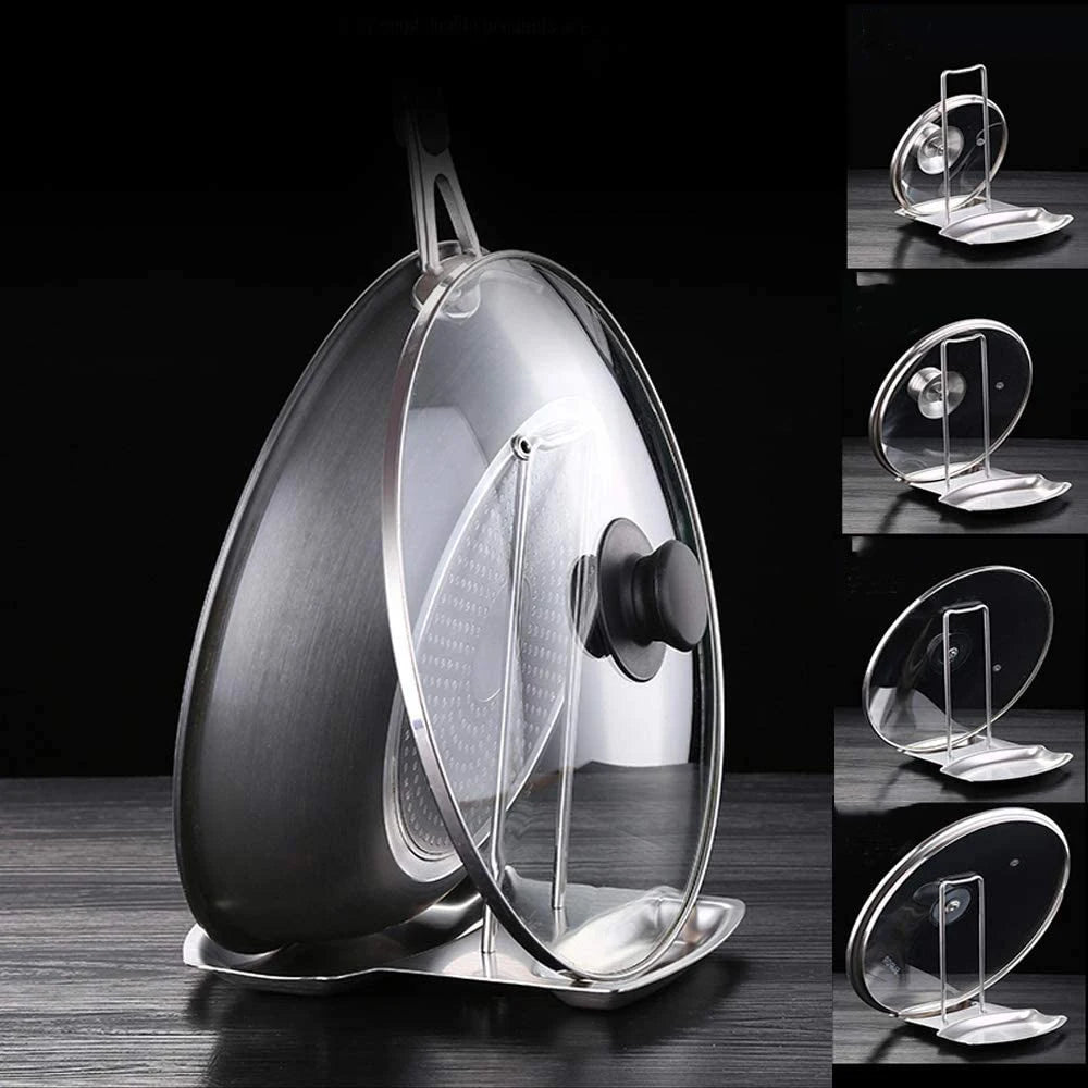 Stainless steel pot lid rack detachable pan cover shelf spatula holder kitchen utensil stand
