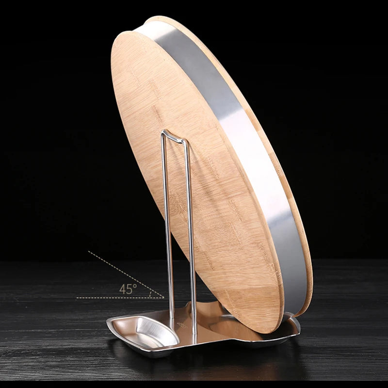 Stainless steel pot lid rack detachable pan cover shelf spatula holder kitchen utensil stand