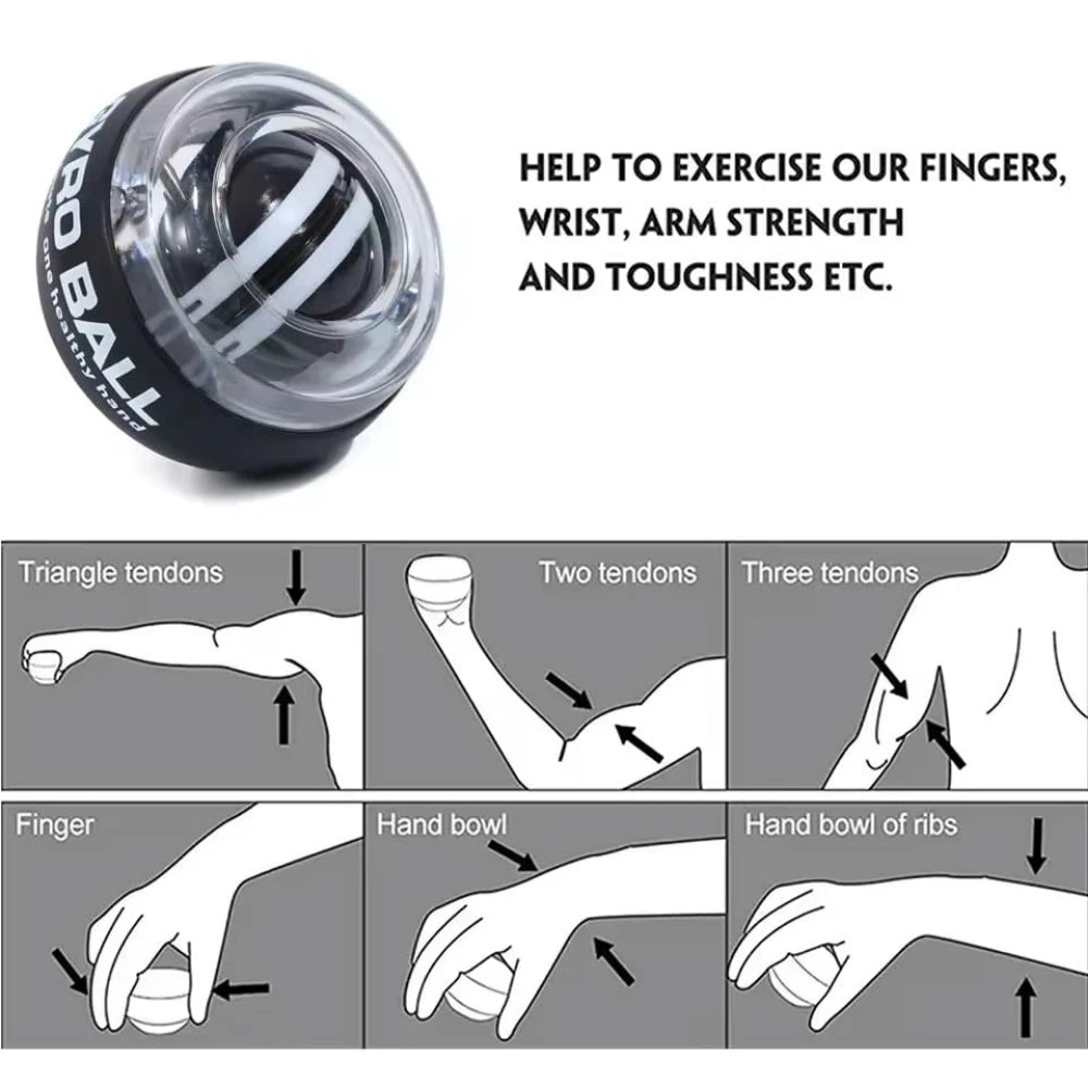 Hand grip and wrist training gyro ball