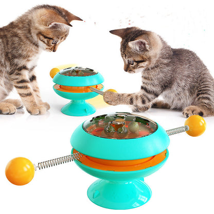 Interactive spinning cat toy with catnip balls