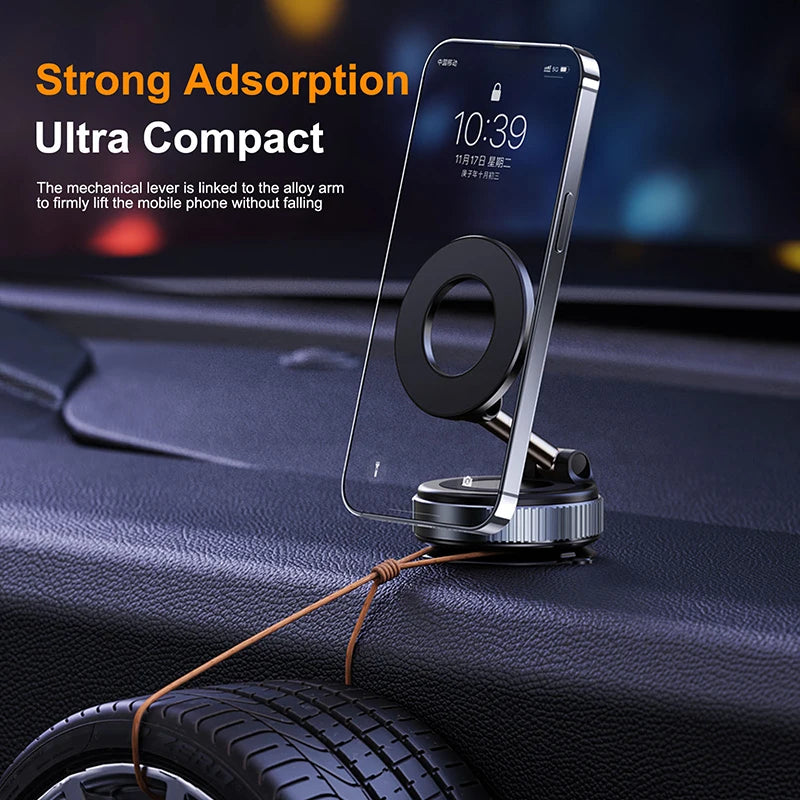 Magnetic foldable car phone holder with 360 degree adjustable suction mount