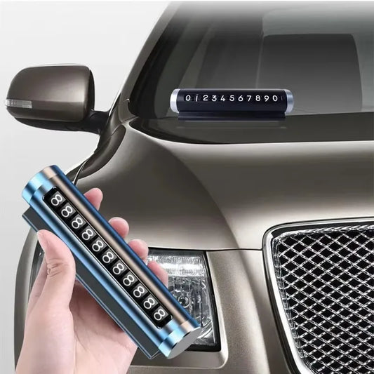 Metal Car Temporary Parking Card Rotate Phone Number Plate