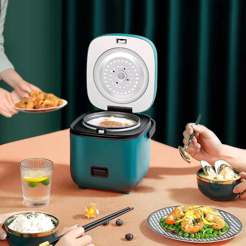 Mini 1.2L electric rice cooker for 1-2 people with non-stick inner pot and measuring cup