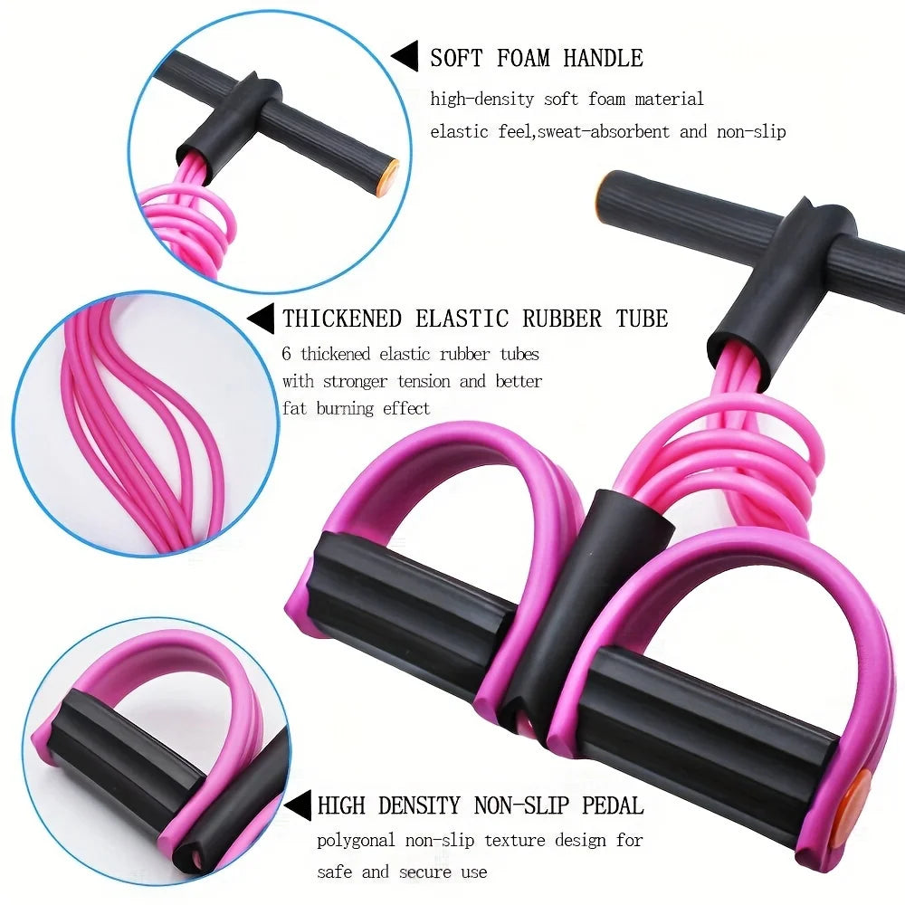  Multi-functional elastic yoga pull rope with foot pedals
