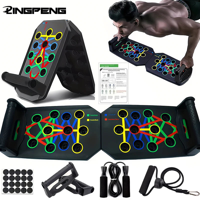  Multifunctional foldable push-up board set with handles
