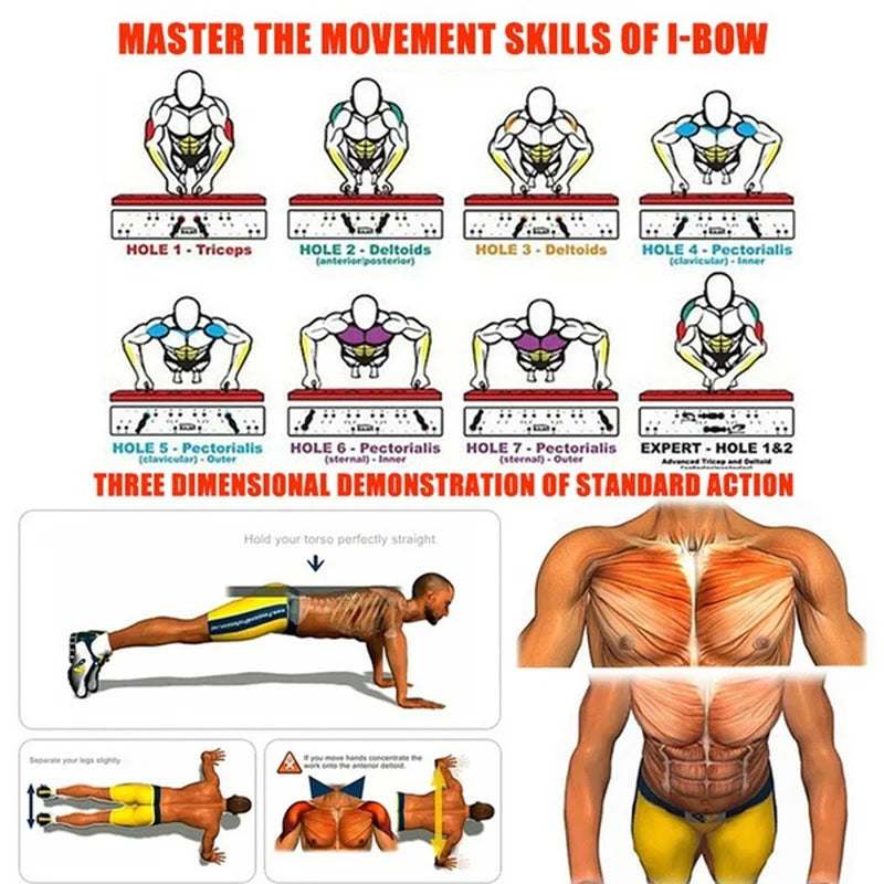 Multifunctional push-up rack board for upper body workout