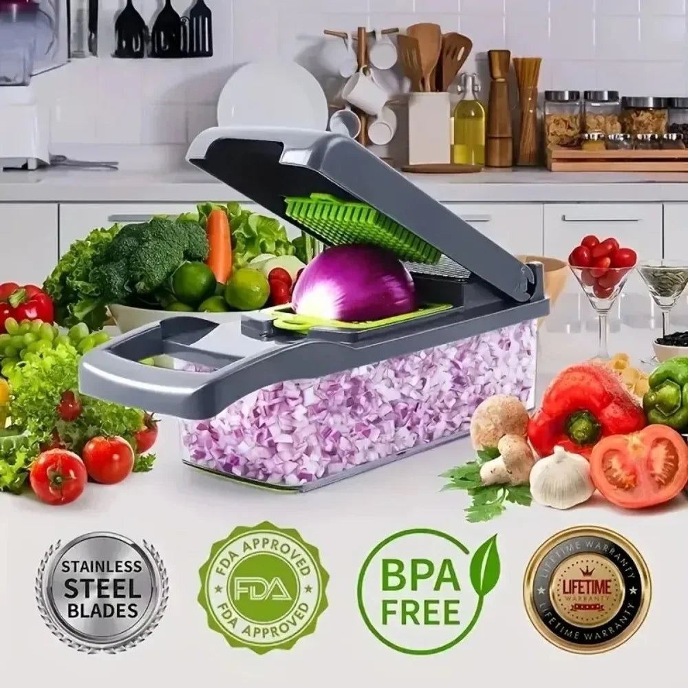 Multifunctional vegetable chopper food grater slicer dicer with stainless steel blades