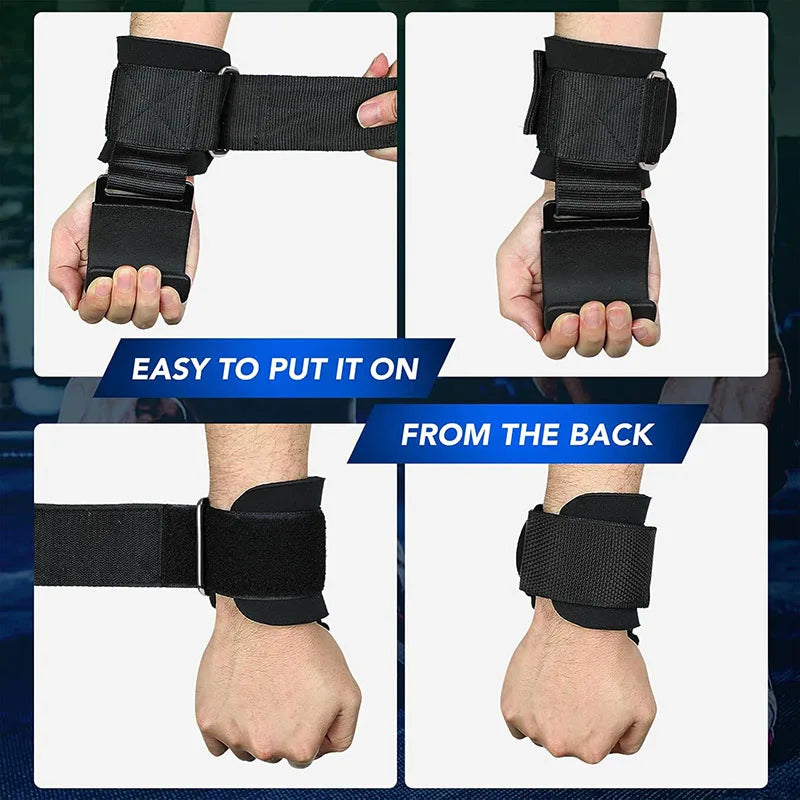  Non slip weight lifting grip hooks