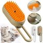One-touch spray pet brush for removing loose fur and reducing static