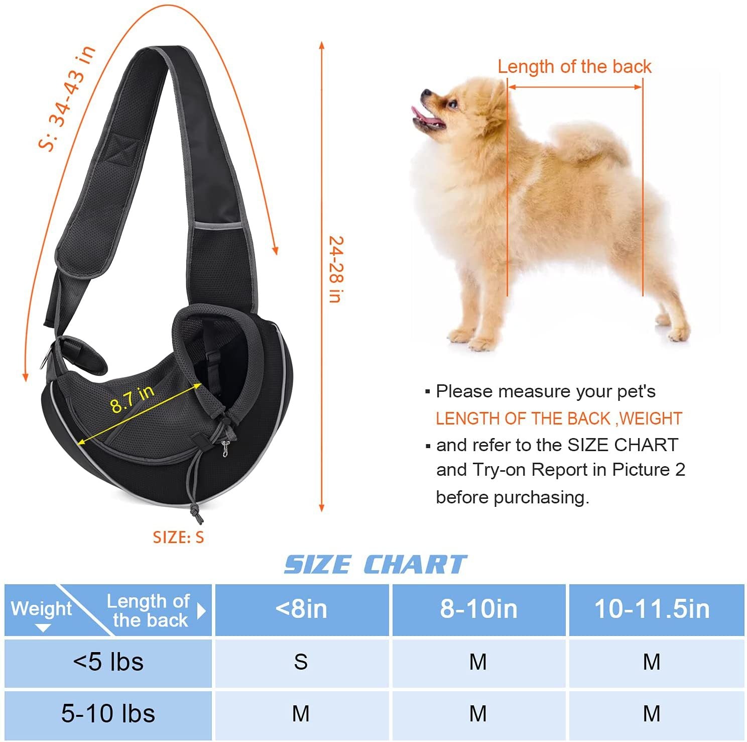 Outdoor portable pet sling bag with adjustable shoulder strap