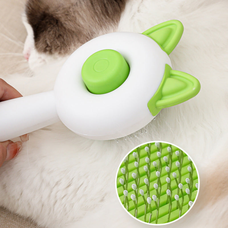 Self-cleaning pet hair remover brush for dogs and cats