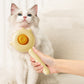 Pet grooming comb brushing a white cat
