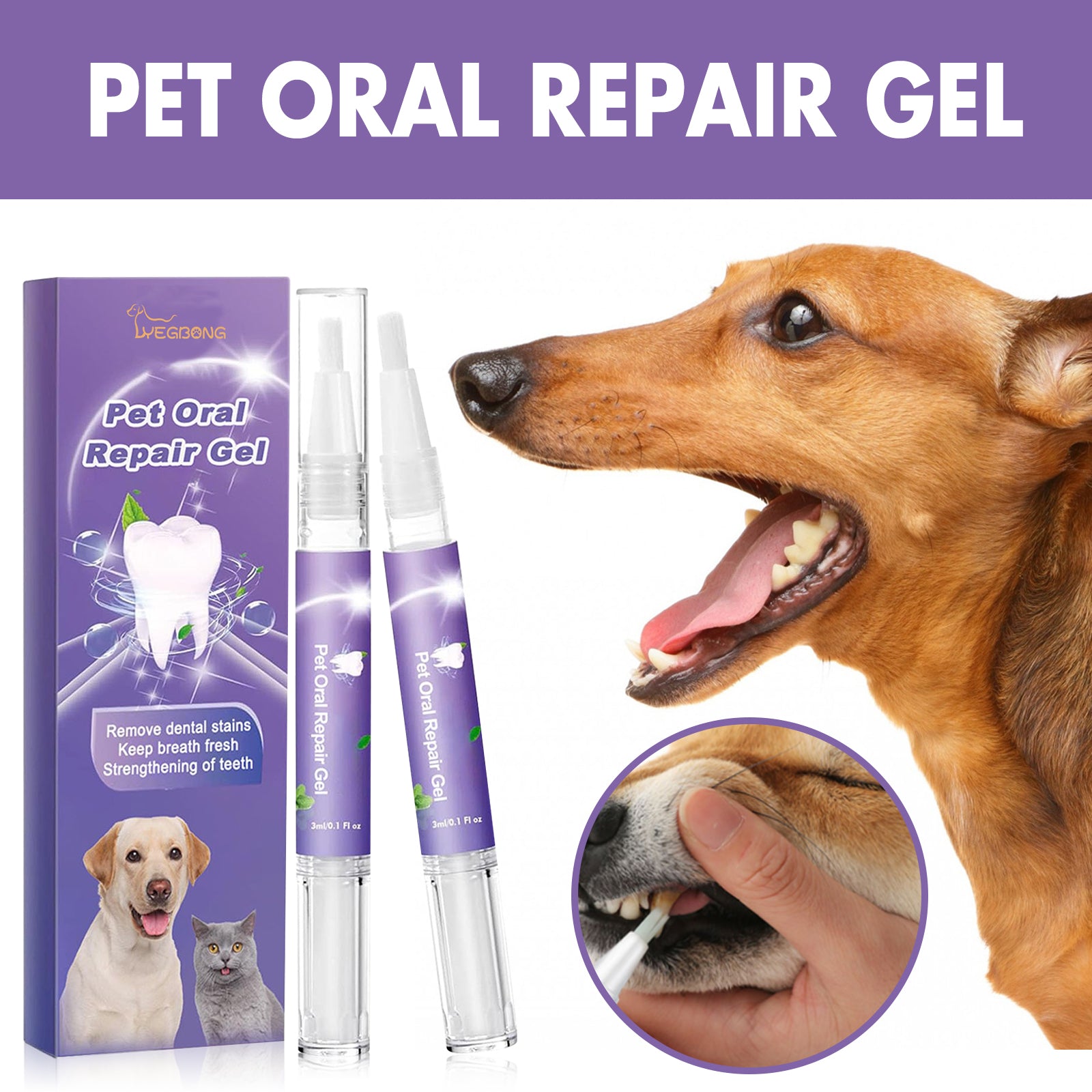 Pet oral care gel for dogs and cats