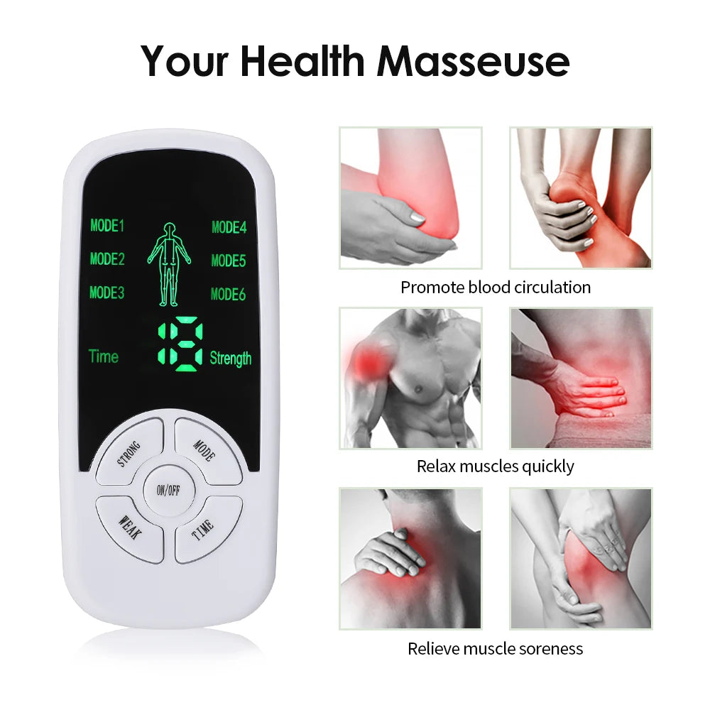 Portable EMS body massager with electrode pads