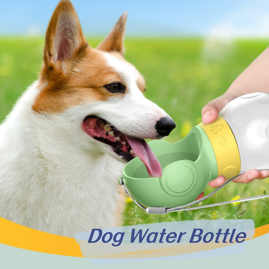 Portable dog water bottle with food bowl for travel
