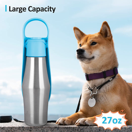 Portable dog water bottle with silicone drinking bowl