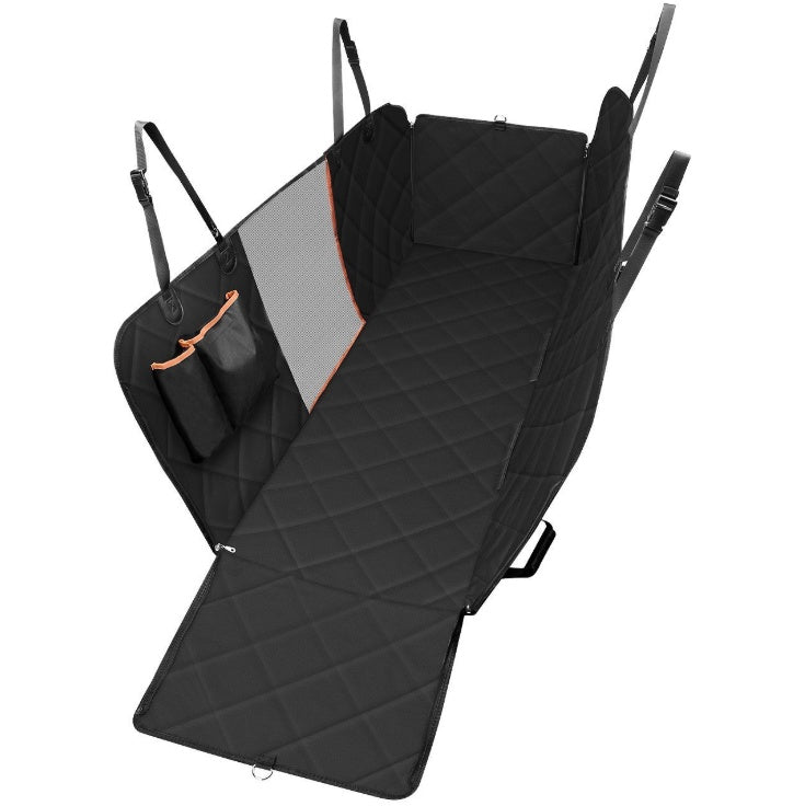 Rear seat pet cover with safety buckle straps
