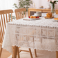 Rectangular cut-out dining tablecloth with bright silk thread waterproof polyester design