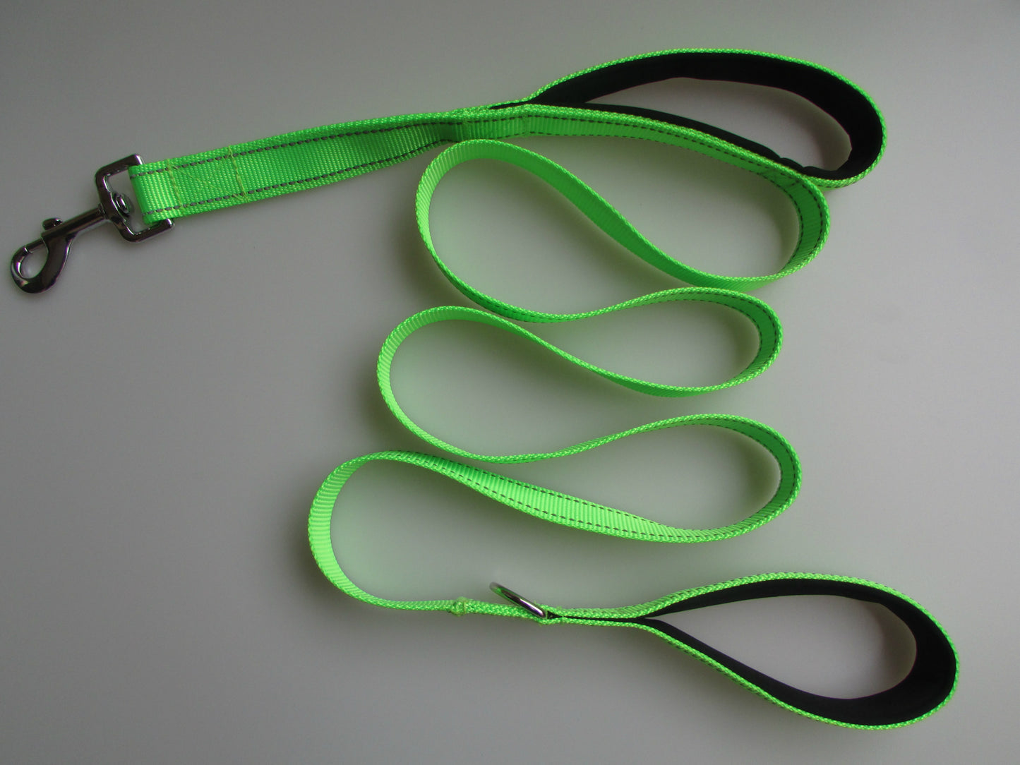 Reflective dog leash with two handles