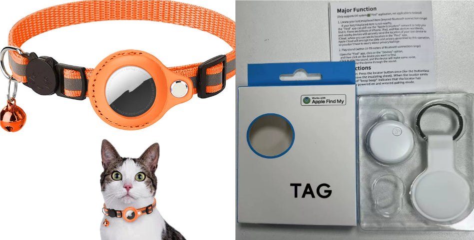 Reflective pet collar with safety buckle and locator holder