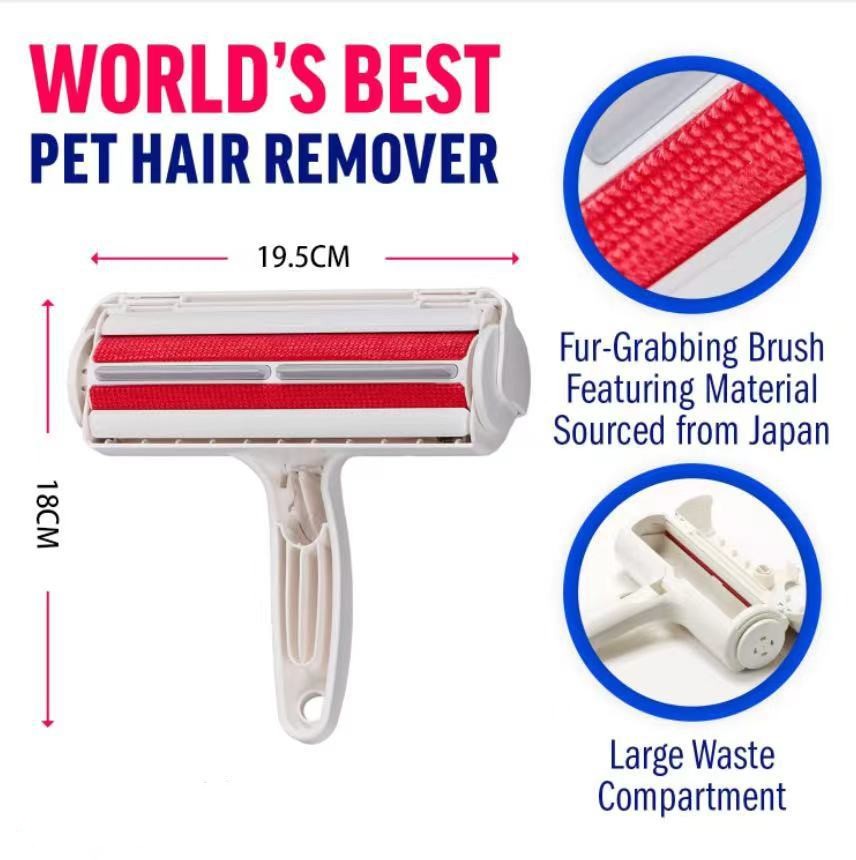 Reusable pet hair remover roller for furniture