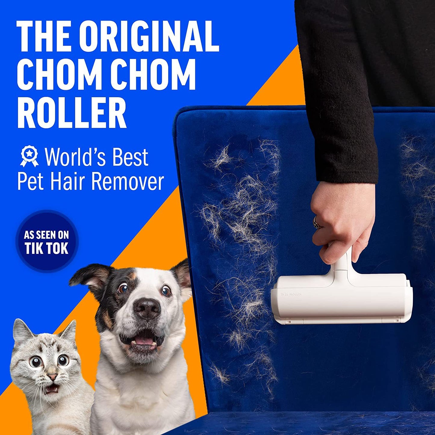 Reusable pet hair remover roller for furniture