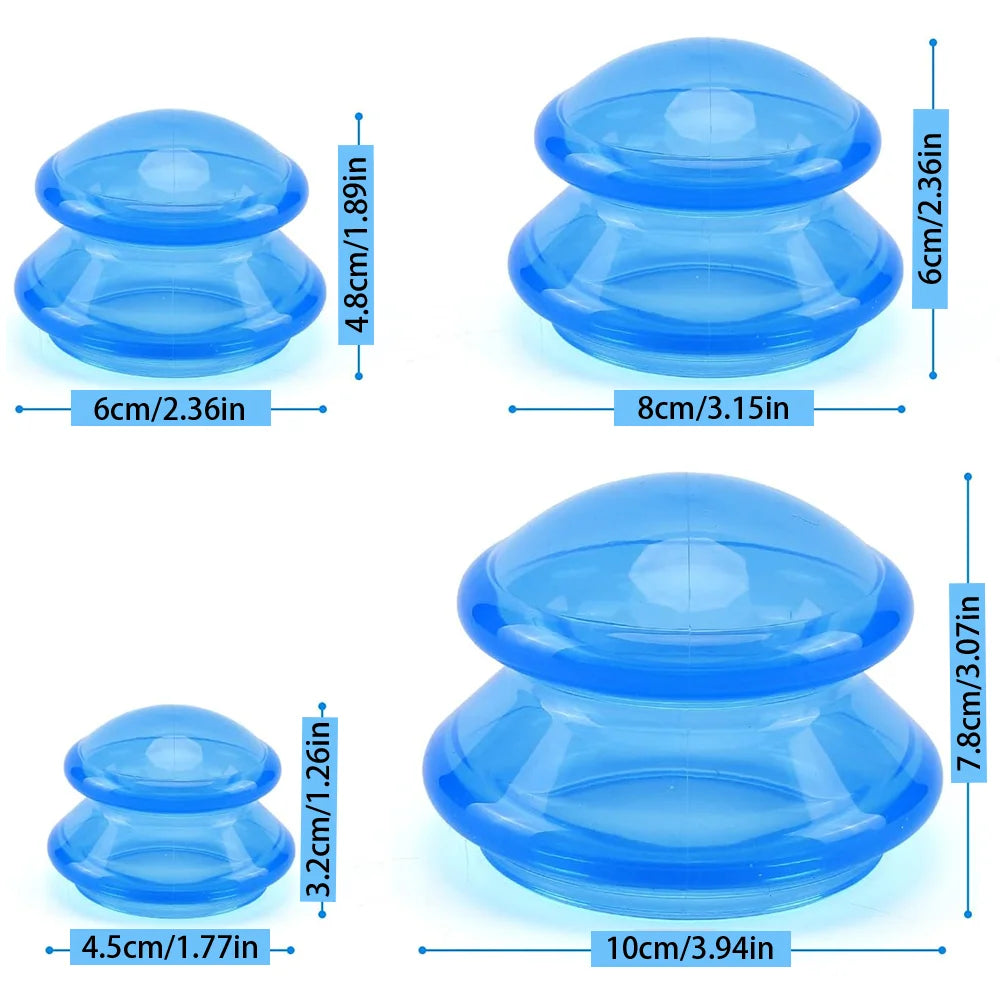 Reusable silicone cupping set for neck and body massage