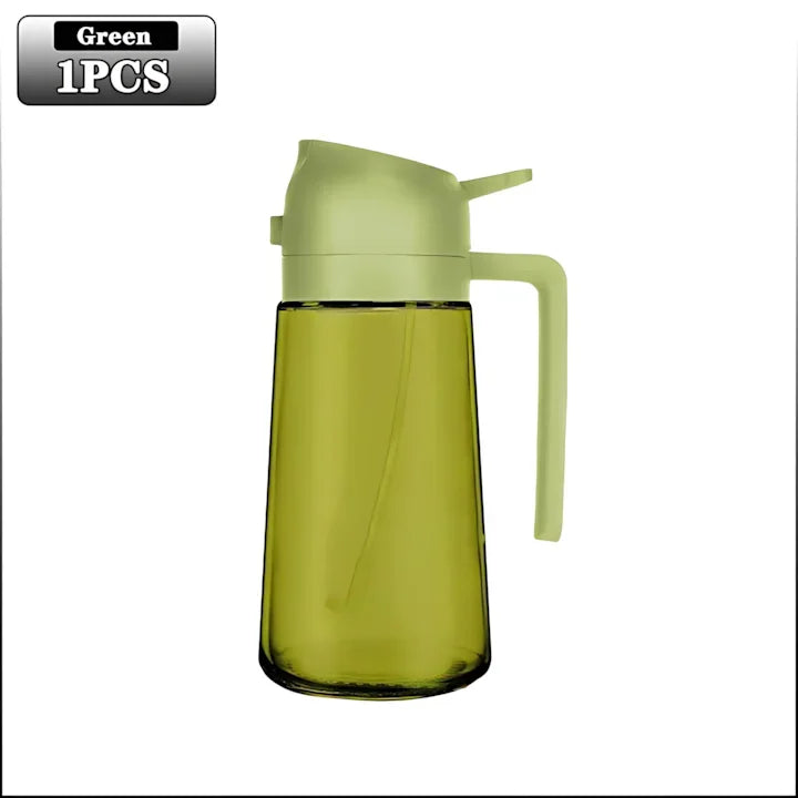 2-in-1 dark glass olive oil sprayer and dispenser bottle for kitchen cooking oil vinegar and salad use