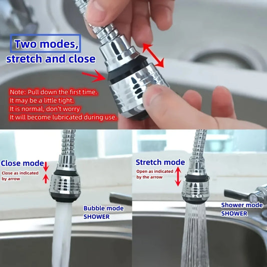 Water-saving rotating faucet sprayer splash proof kitchen faucet extender attachment