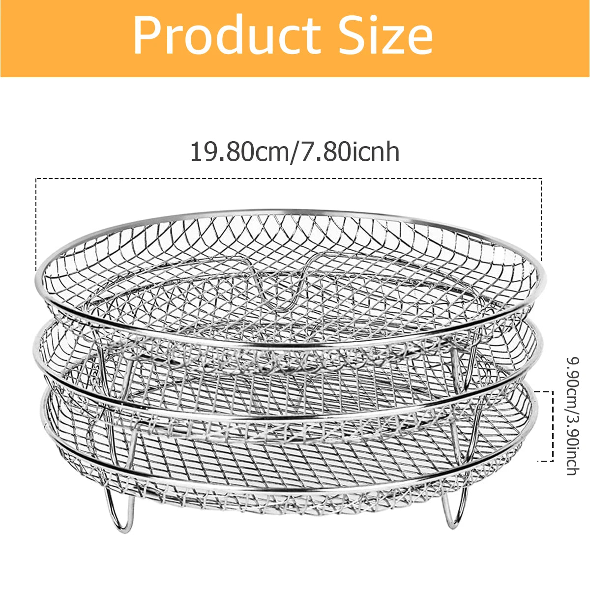 Non-stick air fryer basket baking tray for chips fries and fried foods