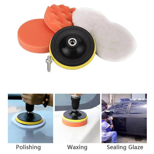 Car body polishing pad kit with sponge wool pads back plate and drill adapter for waxing and scratch cleaning