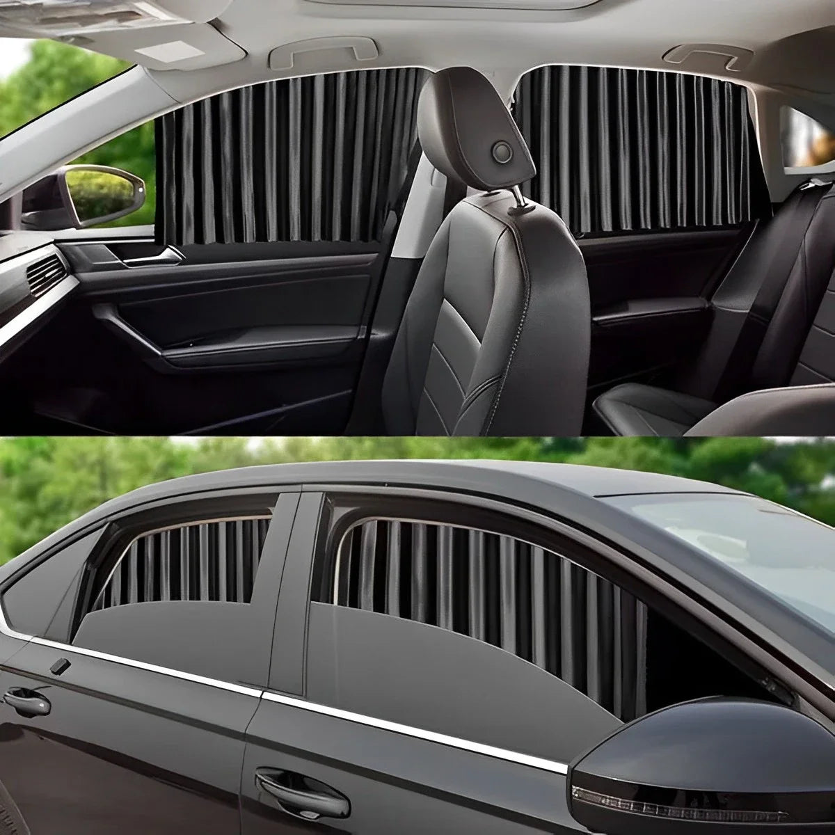 2PCS magnetic car window sunshade curtain for UV protection and privacy