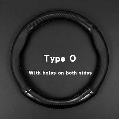 Carbon fiber leather car steering wheel cover anti slip 38cm universal fit