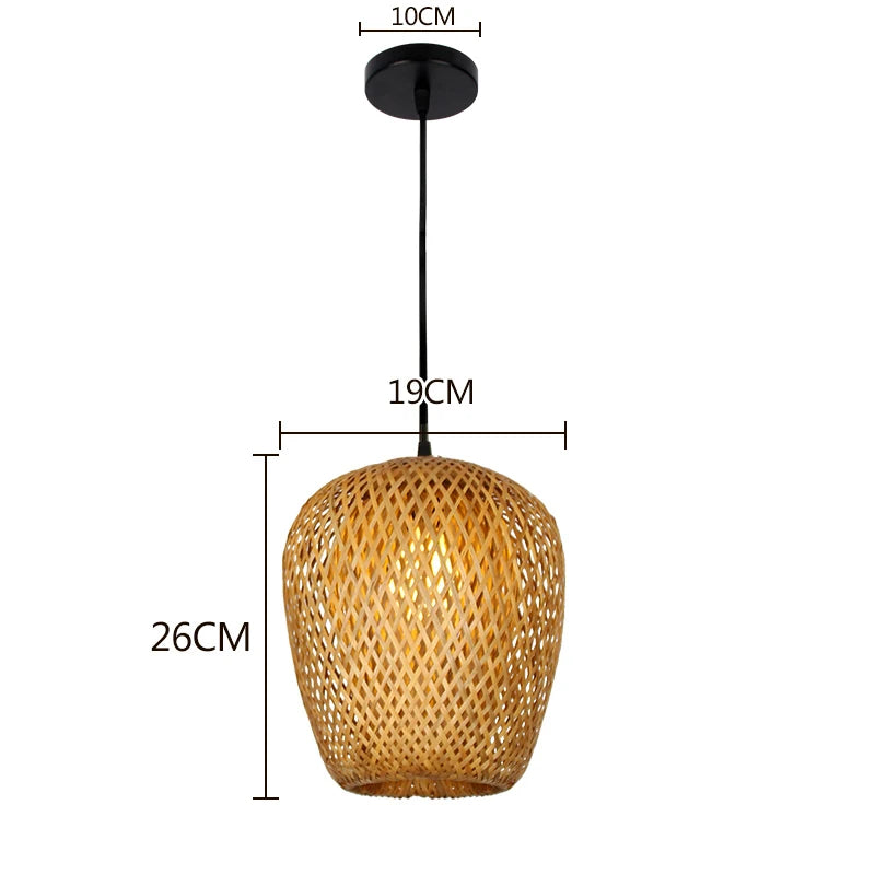 hand knitted bamboo pendant hanging lamp natural woven ceiling light fixture for bedroom dining room restaurant cafe and home decor
