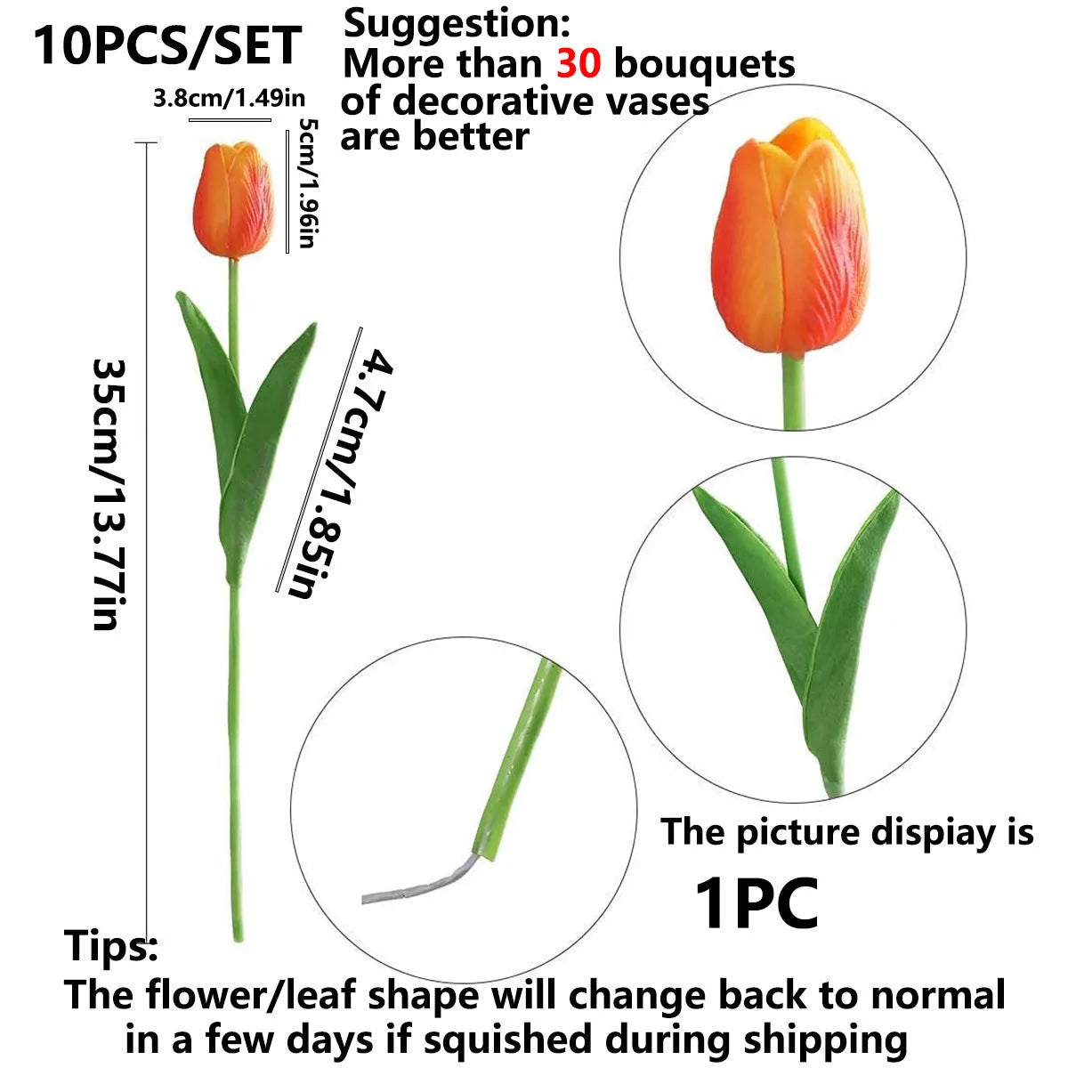 10pcs realistic artificial tulip flowers bouquet for vase home decor wedding birthday bridal shower and party decoration