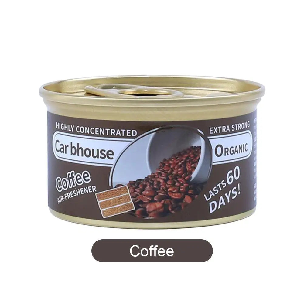 Long-lasting canned car air freshener with wood block coffee flavor fragrance for vehicle interior