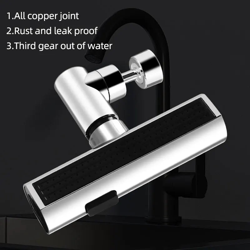 Splash proof kitchen faucet extender with waterfall water outlet and 360 degree rotation