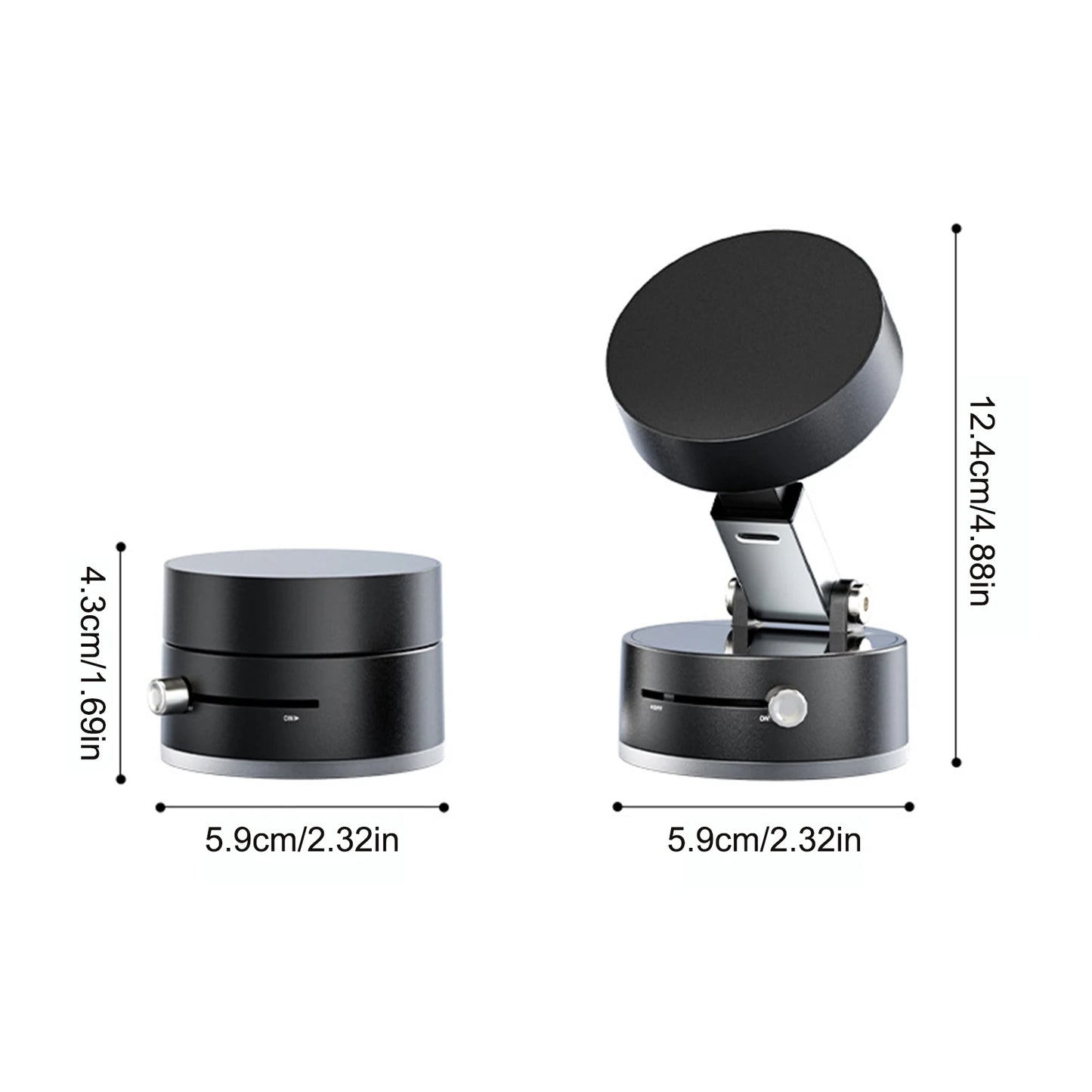 Magnetic suction car phone holder with double sided vacuum cup mount
