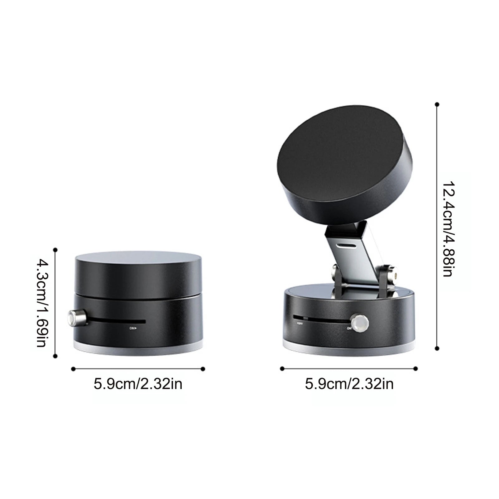 Magnetic suction car phone holder with double sided vacuum cup mount