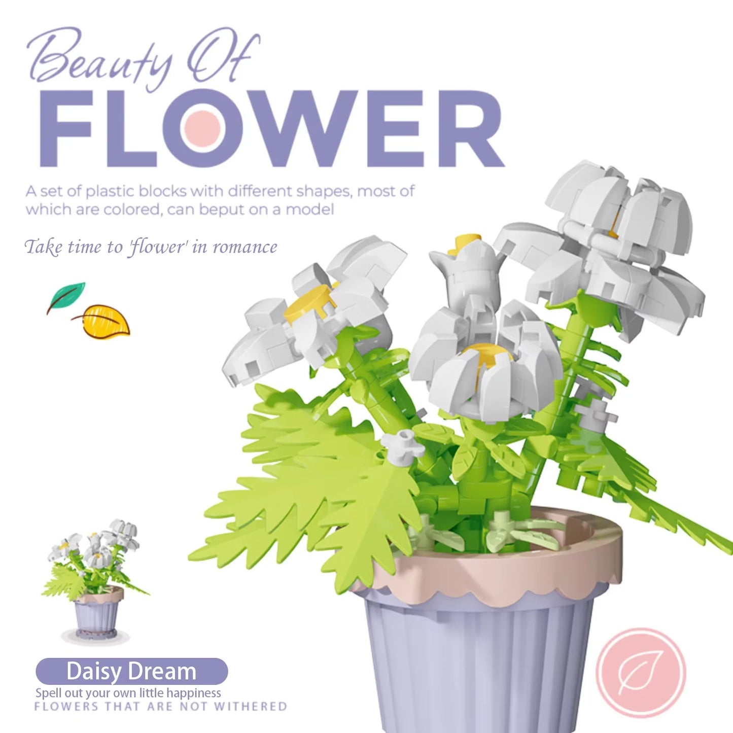 mini flower building block set with colorful potted plant designs micro self locking bricks DIY home desk decor toy gift