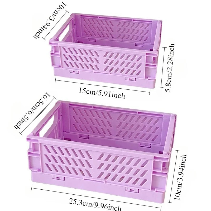 Foldable plastic storage box with handles collapsible crate for toys books snacks cosmetics and household organization