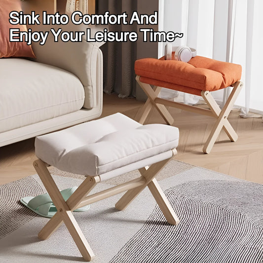 solid wood shoe changing stool and footrest bench for sofa and entryway