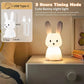 cute silicone rabbit LED night light with touch sensor rechargeable battery warm light and 7 color changing mode for kids bedroom nursery