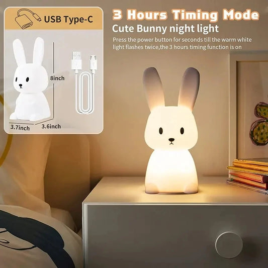 LED Night light Silicone Rabbit Touch Sensor lamp Cute Animal Light
