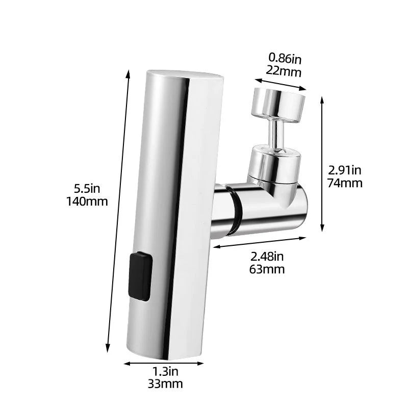 Splash proof kitchen faucet extender with waterfall water outlet and 360 degree rotation